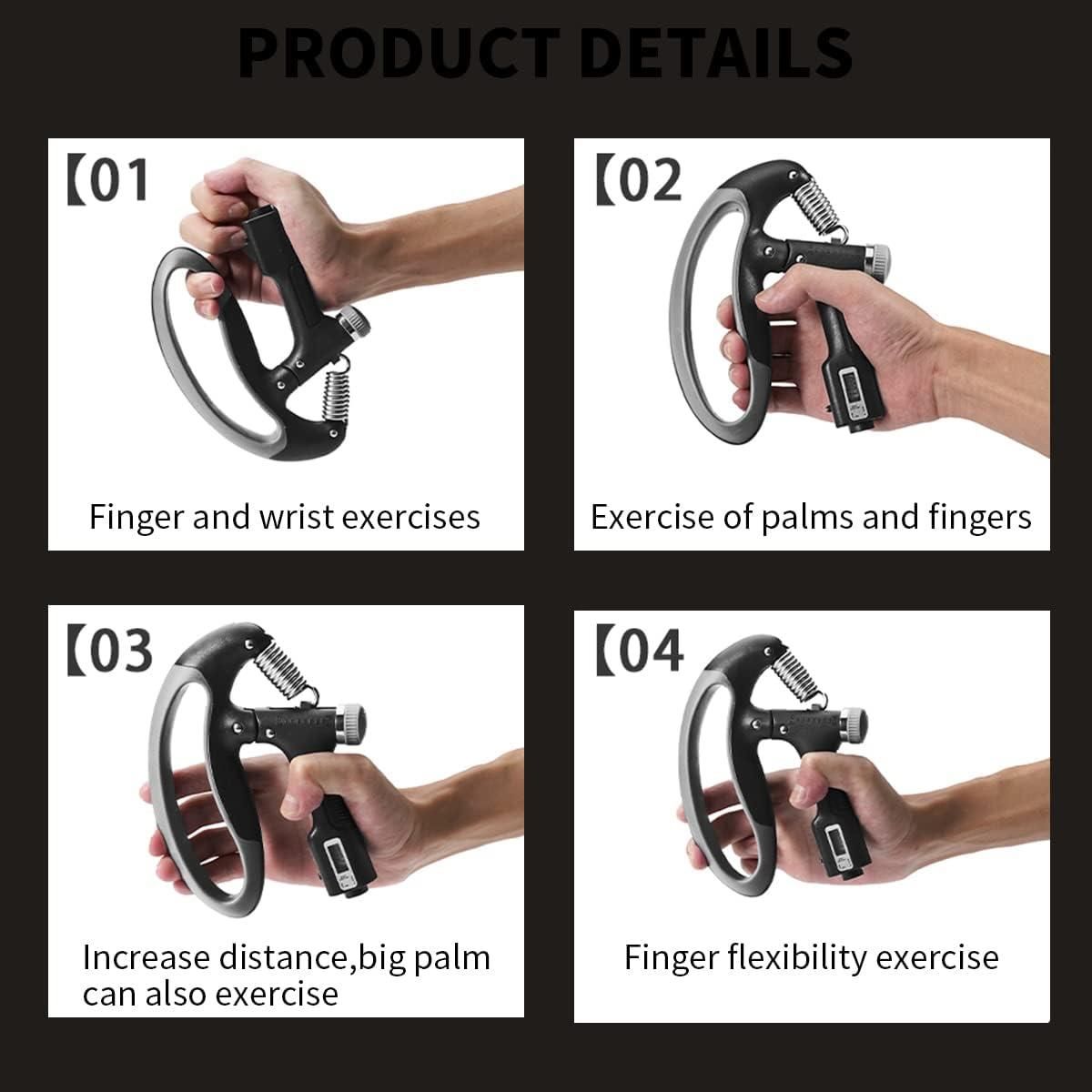 AuraLift™ PowerCount Grip 💪 | Adjustable Hand Gripper with Counter for Strength & Recovery