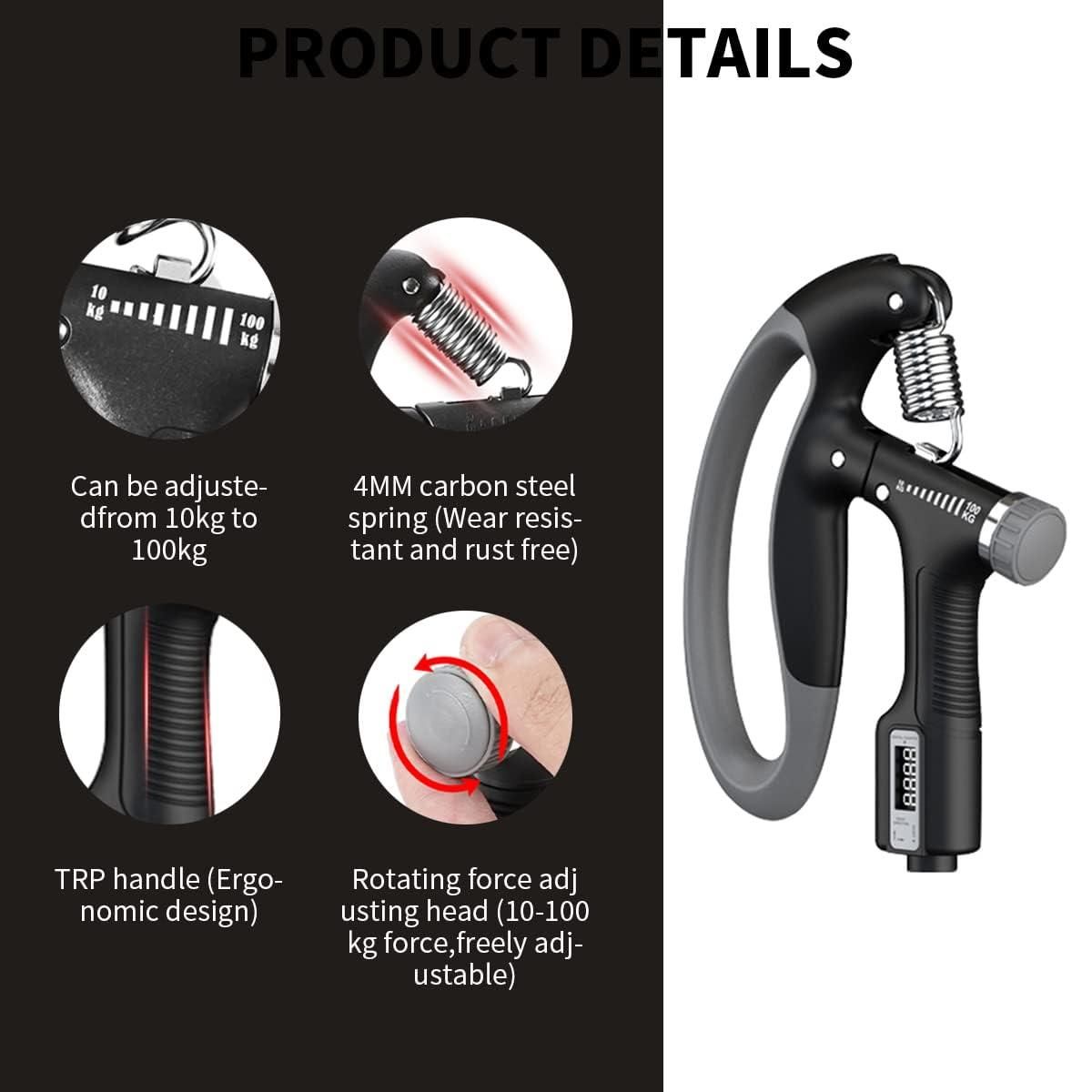 AuraLift™ PowerCount Grip 💪 | Adjustable Hand Gripper with Counter for Strength & Recovery