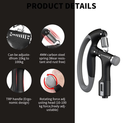 AuraLift™ PowerCount Grip 💪 | Adjustable Hand Gripper with Counter for Strength & Recovery